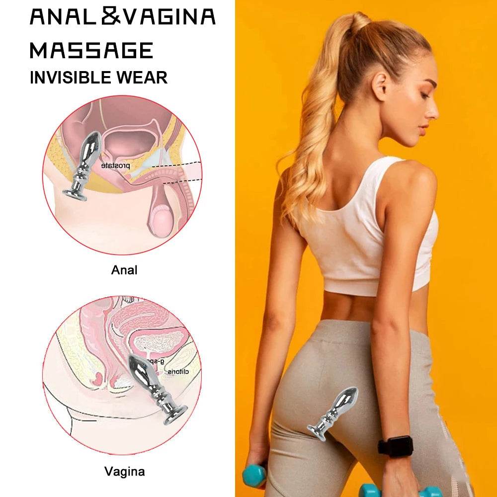 Vibrating Dildo Butt Plug - Metal Dildos G Spot Prostate Massage Anal Toys