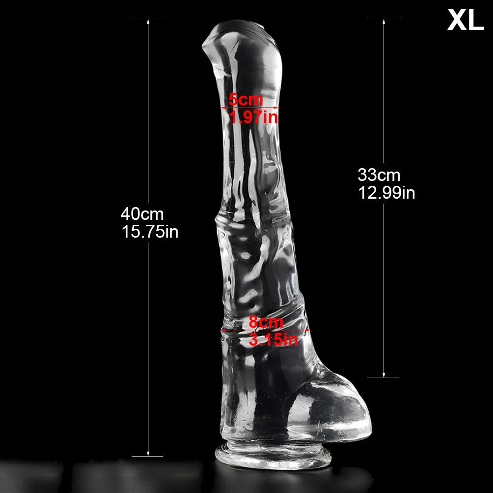Crystal Realistic Horse Dildo Women Masturbator - Jelly Suction Cup Animaldildo Anal Orgasm