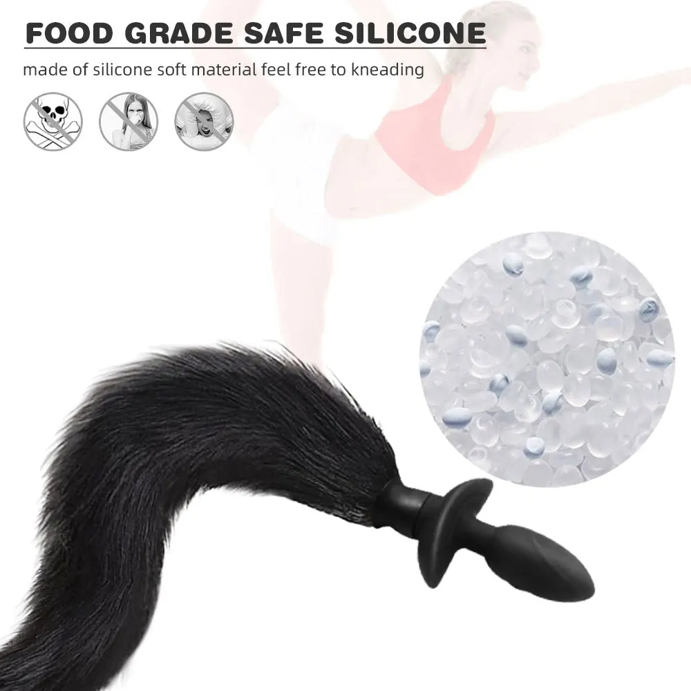 Fake Fox Tail Butt Plug - Remote Control Vibrating Analplug Rotating Panty Vibrator Role Play