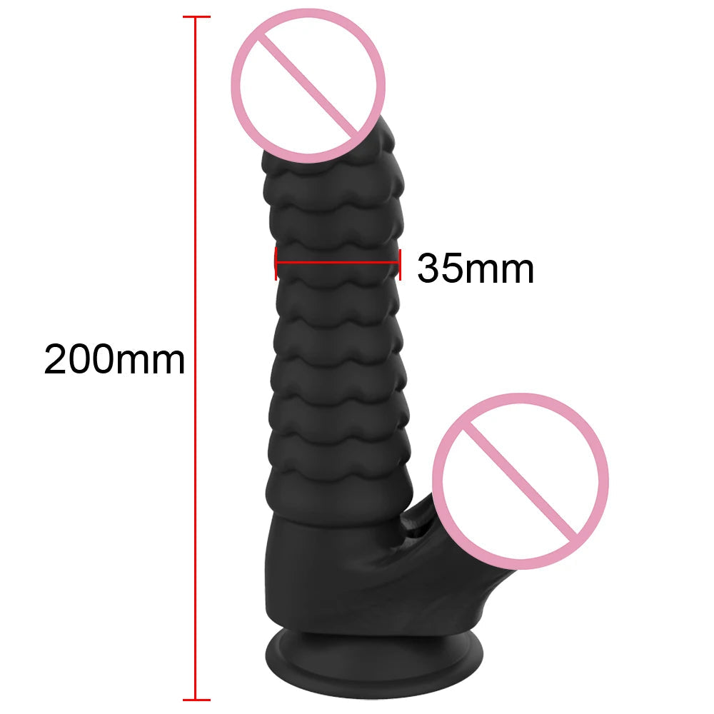Silicone Black Dildo - Big Ripples Monster Dildos Anal Plug Sex Toys - Domlust