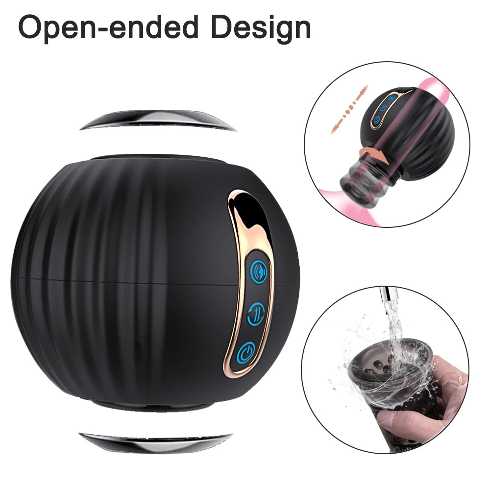 Blowjob Adult Stroker Male Masturbator - Rotation Oral Electric Pocket Pussy Thrusting Sex Toy for Men
