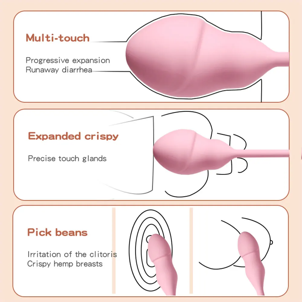 Remote Control Inflatable Vibrating Butt Plug - Fantastic Pink Dildo Vaginal Fullness Sex Pleasure