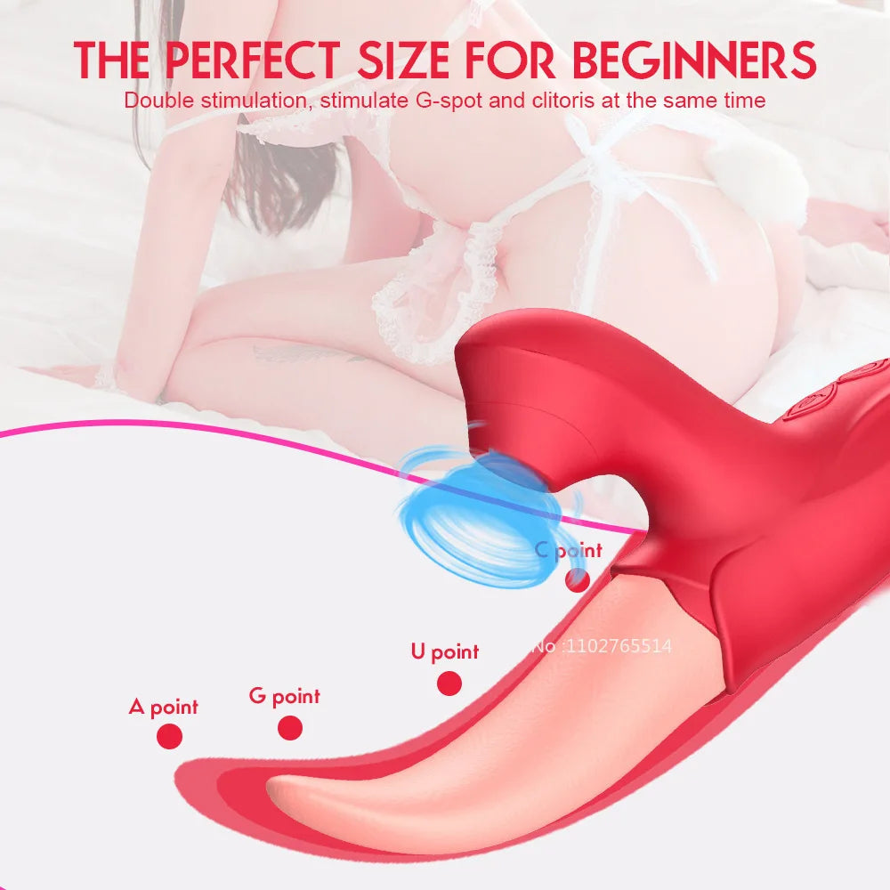 Realistic Tongue Clit G Spot Stimulator - Fantasy Vagina Licking Clitoral Suck Female Sex Toy
