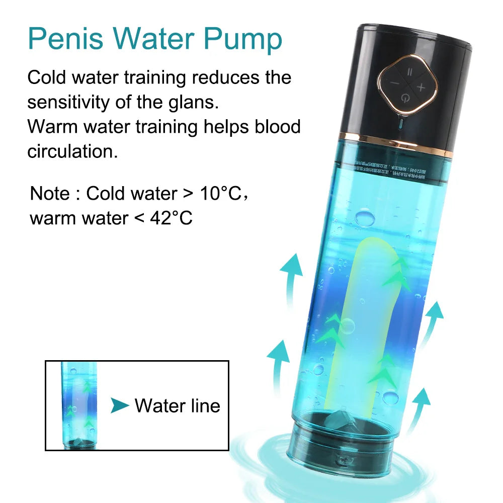 Penis Pump Male Sex Toys - Vacuum Water Bath Enlarger Delayed Ejaculation Trainer for Men