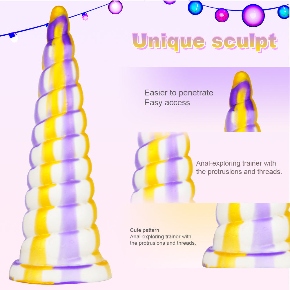 Pyramid Anal Dildo Butt Plug - Exotic Color-Mixing Silicone Vaginal Prostate Massager