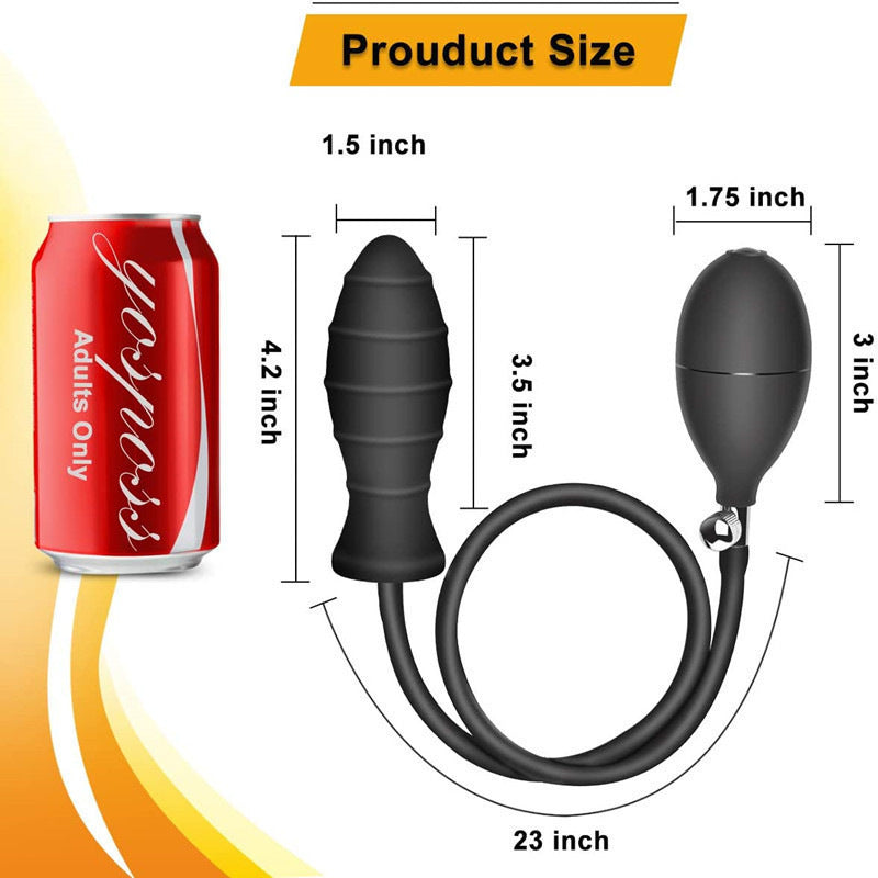 Inflatable Anal Plug - Silicone Dildo Classic Threads Prostate Massager