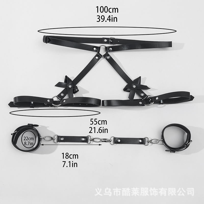 Leather Handcuffs BDSM Kit - Harness Cuffs Bondage Erotic Adult Sex Toys For Couples