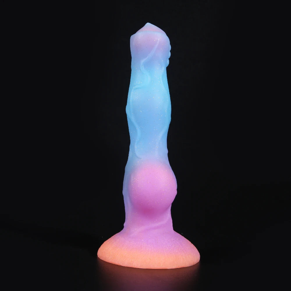 Luminous Dogdildo Fantasy Anal Plug - Silicone Knotted Animal Dildos Vagina Prostate Massager