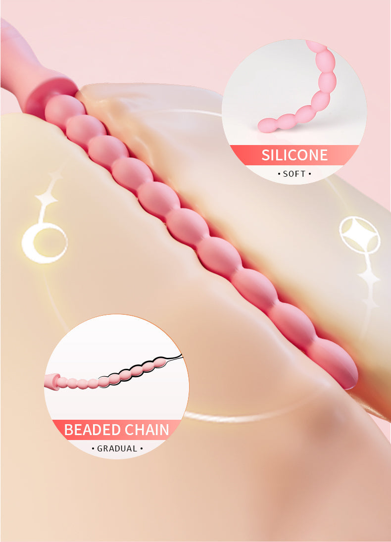 Vibrating Silicone Beaded Wand with Flexible Shaft