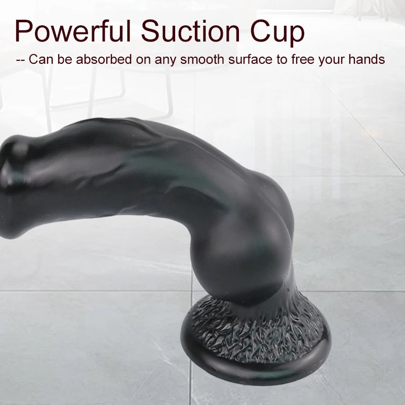 Fantasy Dog Knot Dildo Butt Plug - Big Black Suction Cup Animaldildo Female Masturbation Toys