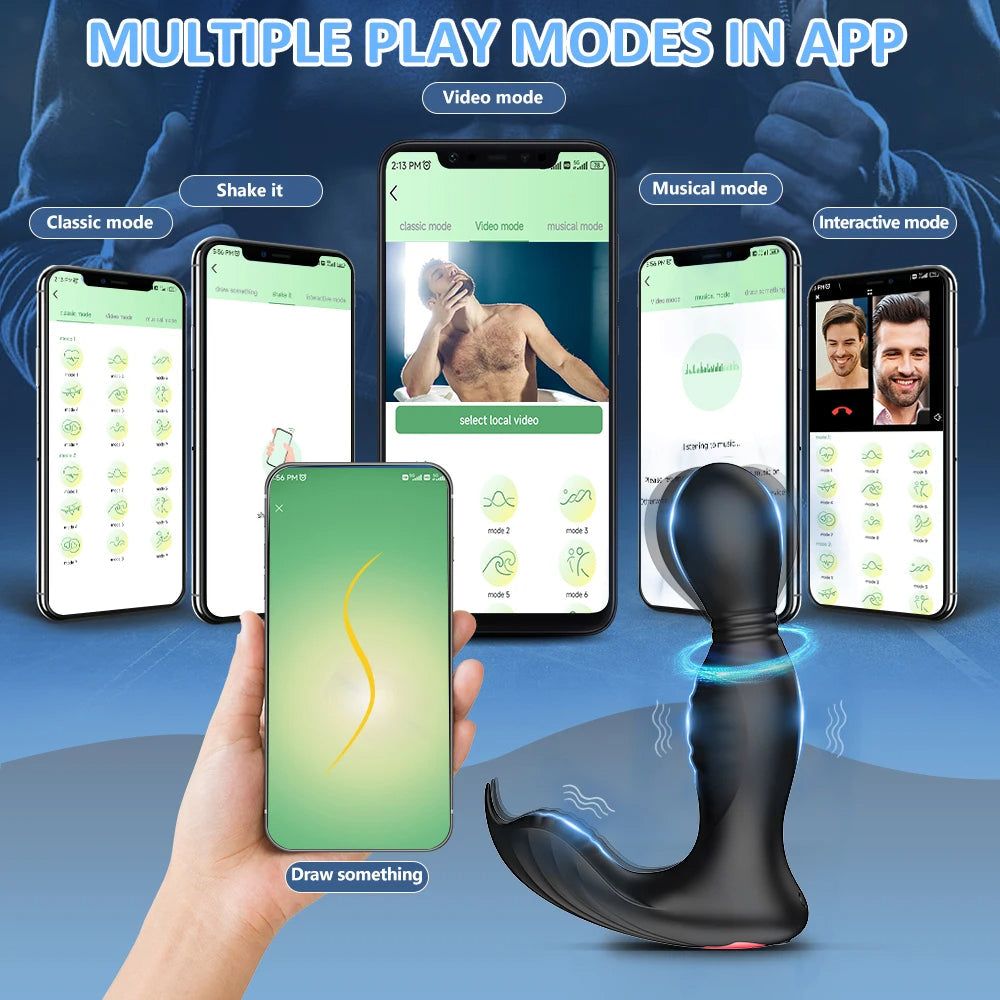 APP Controlled Prostate Massgaer - 360° Rotation Clamp Vibrating Butt Plug Panty Vibrator