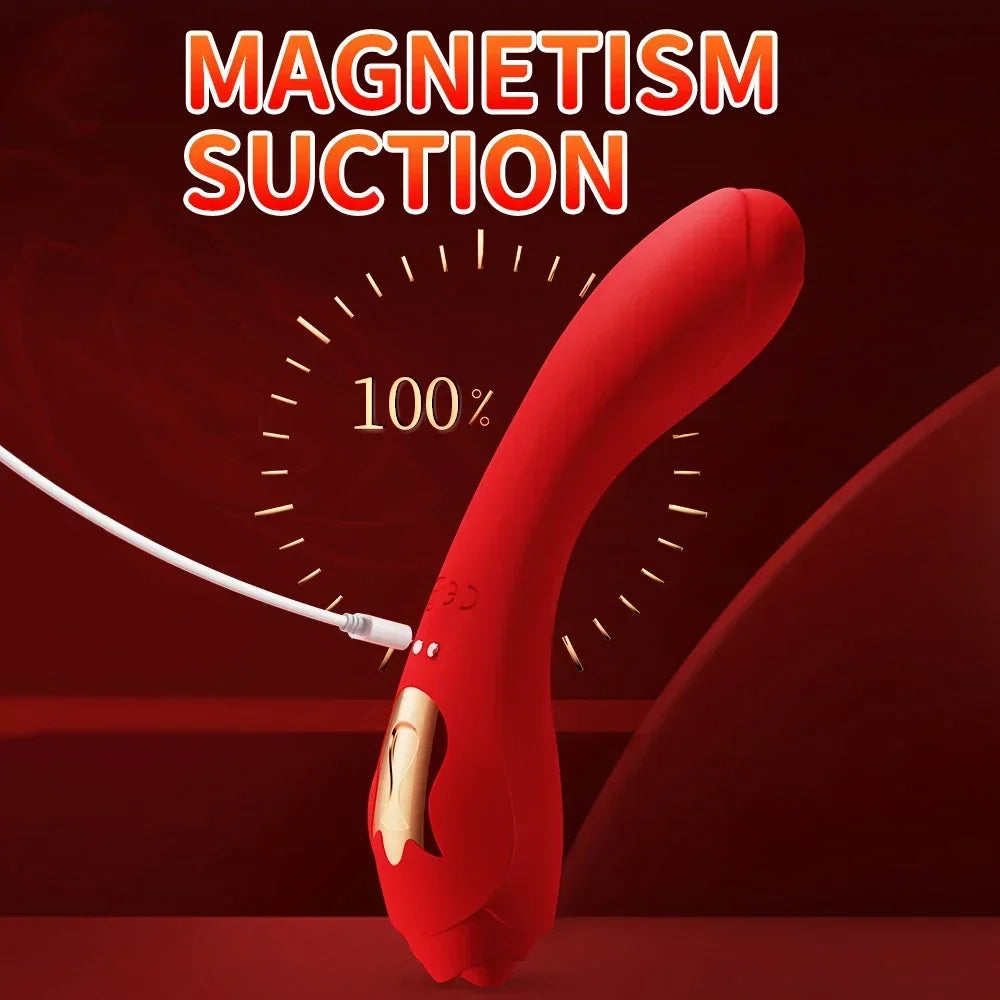 Vibrating Dildos G Spot Rose Vibrator - Dual End Dildo Vibrator Bendable Female Sex Toys
