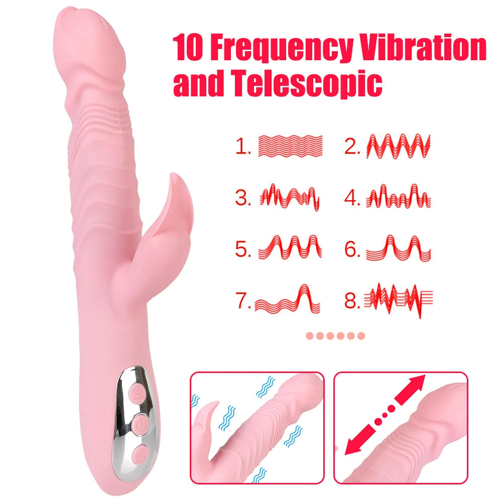Clit Clamps Thursting Vibrator - Realistic Dildo Heat Sex Toys for Women