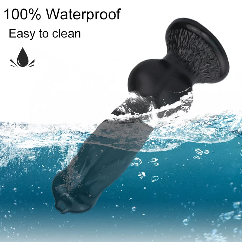 Fantasy Dog Knot Dildo Butt Plug - Big Black Suction Cup Animaldildo Female Masturbation Toys