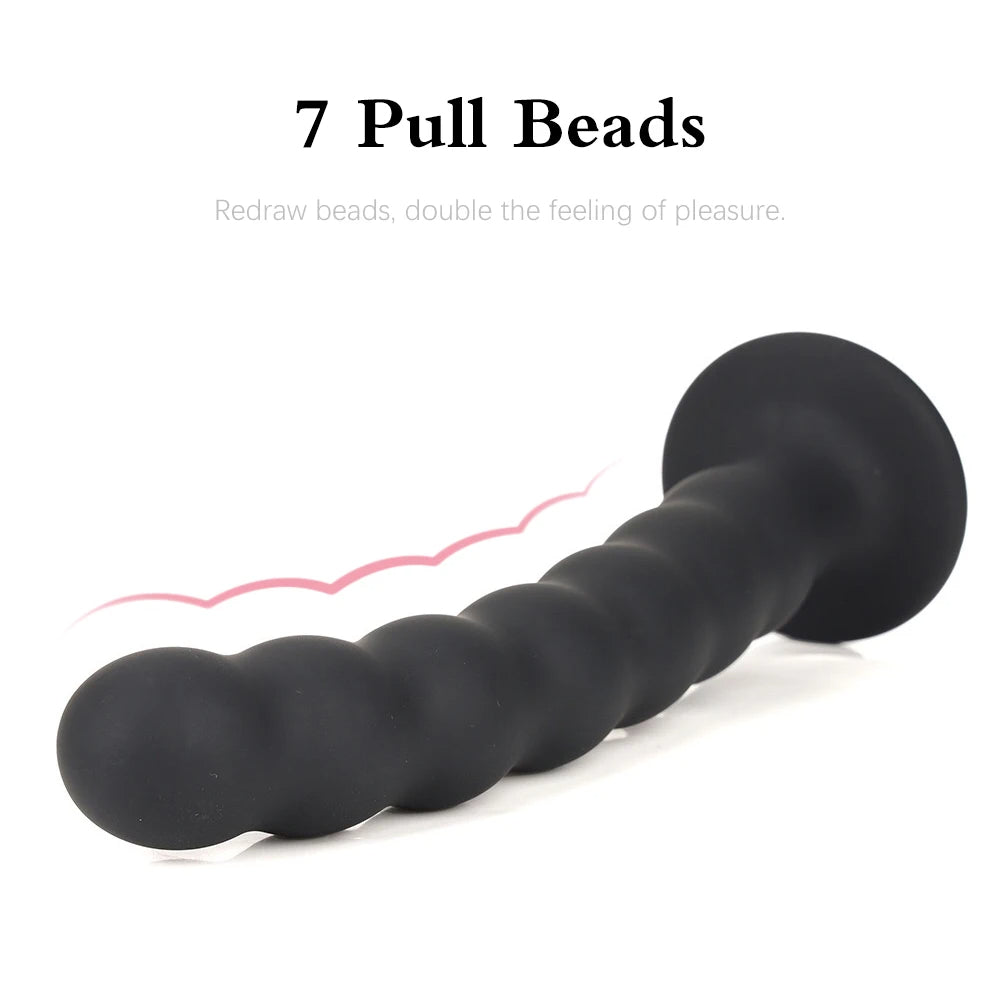 Silicone Butt Plug - 7 Pull Beads Anal Dildo G Spot Prostate Massager