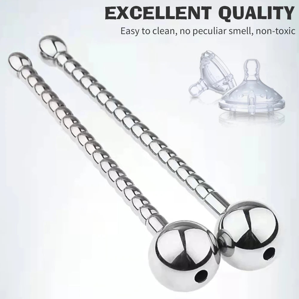 Metal Dildo Penis Plug - Stainless Steel Horse-Eye Stick Penis Milking Male Sex Toys