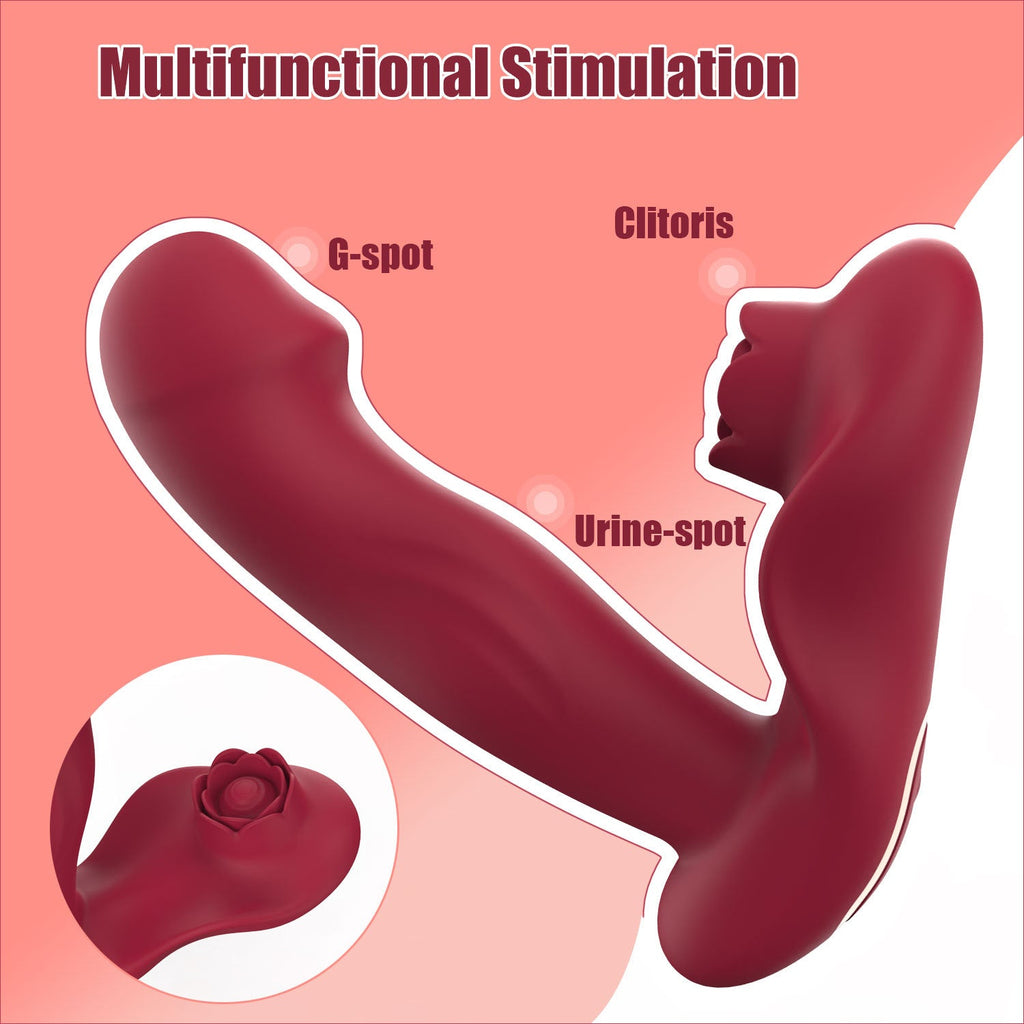 Remote Control G Spot Clitoral Vibrator - Rose Clit Sucking Finger Prostate Massager
