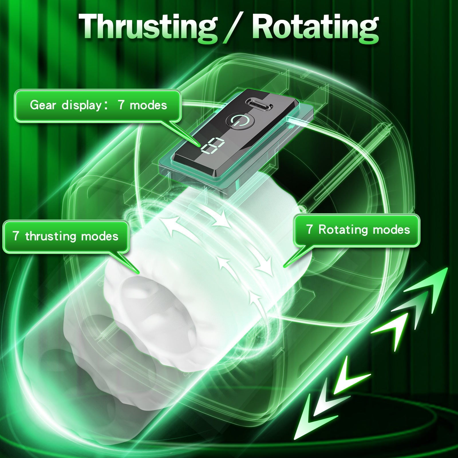 Handy Male Masturbator - Thrusting Rotating Pocket Pussy Adult Stroker Sex Toy for Men