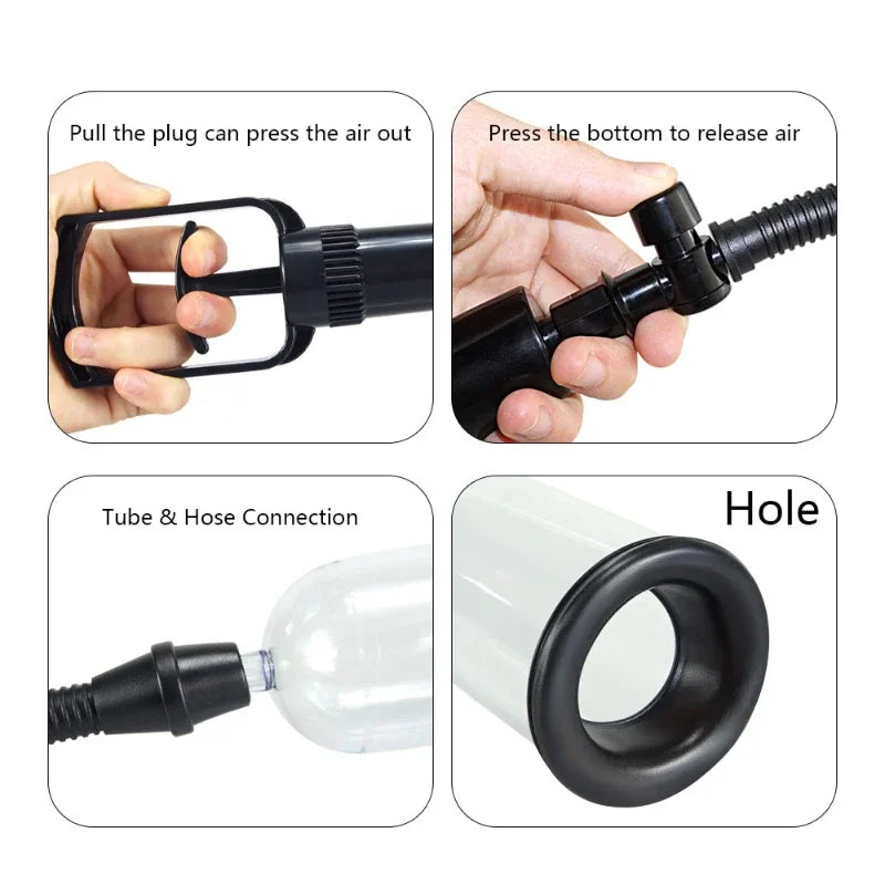 Manual Vacuum Penis Pump Male Enlarger Trainer - Delay Ejacuation Masturbation Cup for Men
