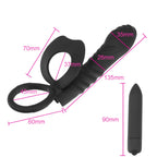 Strap On Vibrating Dildo - Bullet Vibrator Cock Ring Delay Ejaculation Double Stimulation