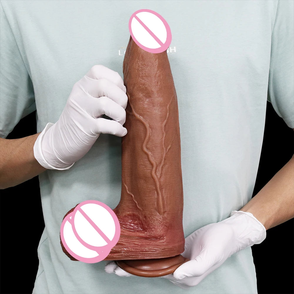 13 inch Huge Silicone Dildo for Women - Big Testicle Realistic Small Glans Thick Anal Masturbator
