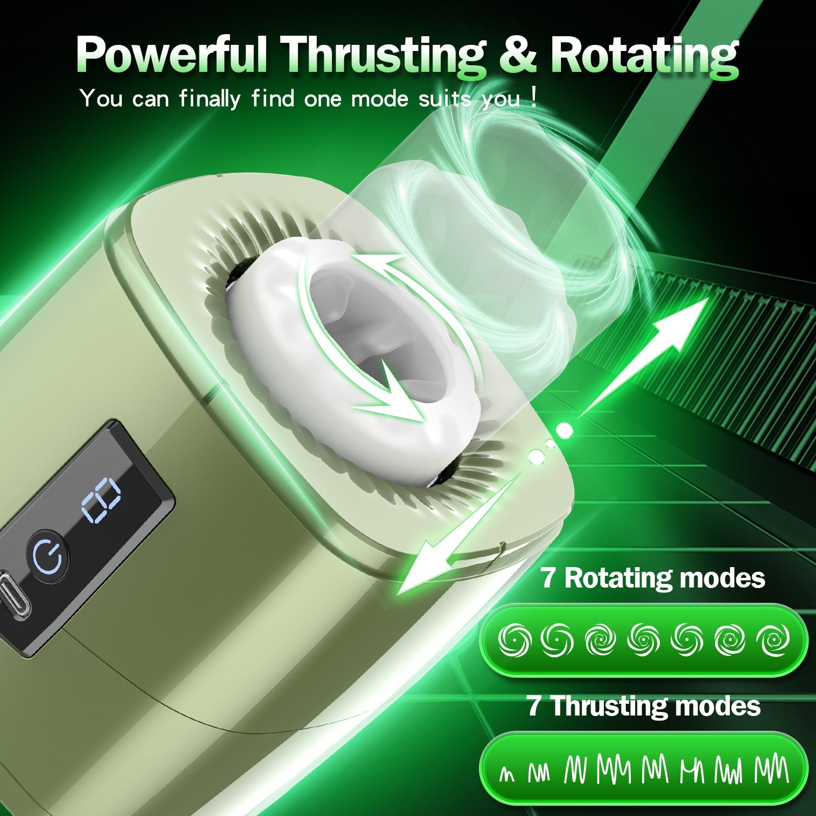 Handy Male Masturbator - Thrusting Rotating Pocket Pussy Adult Stroker Sex Toy for Men