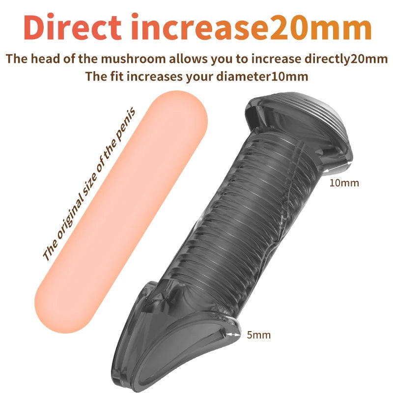 Jelly Cockring Penis Sleeve Sheath - Cock Extender Stand-to-Pee Delay Ejaculation Male Sex Toy