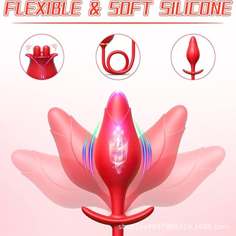 Double End Anal Plug Dilator Clit Clamps Stimulator - 2-in-1 Fantasy Gift Rose Toy