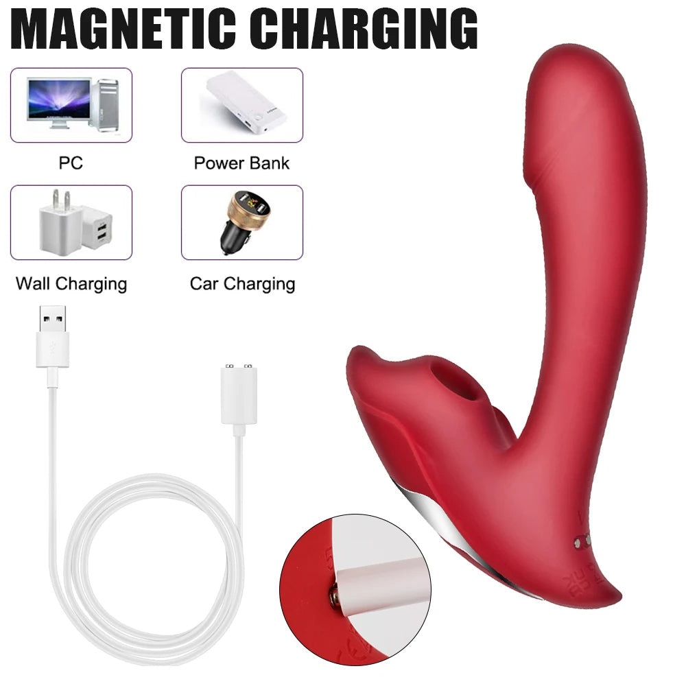 Remote Control Clit Sucking G Spot Vibrator - 9 Vibrating Dildo Female Oral Sex Toy