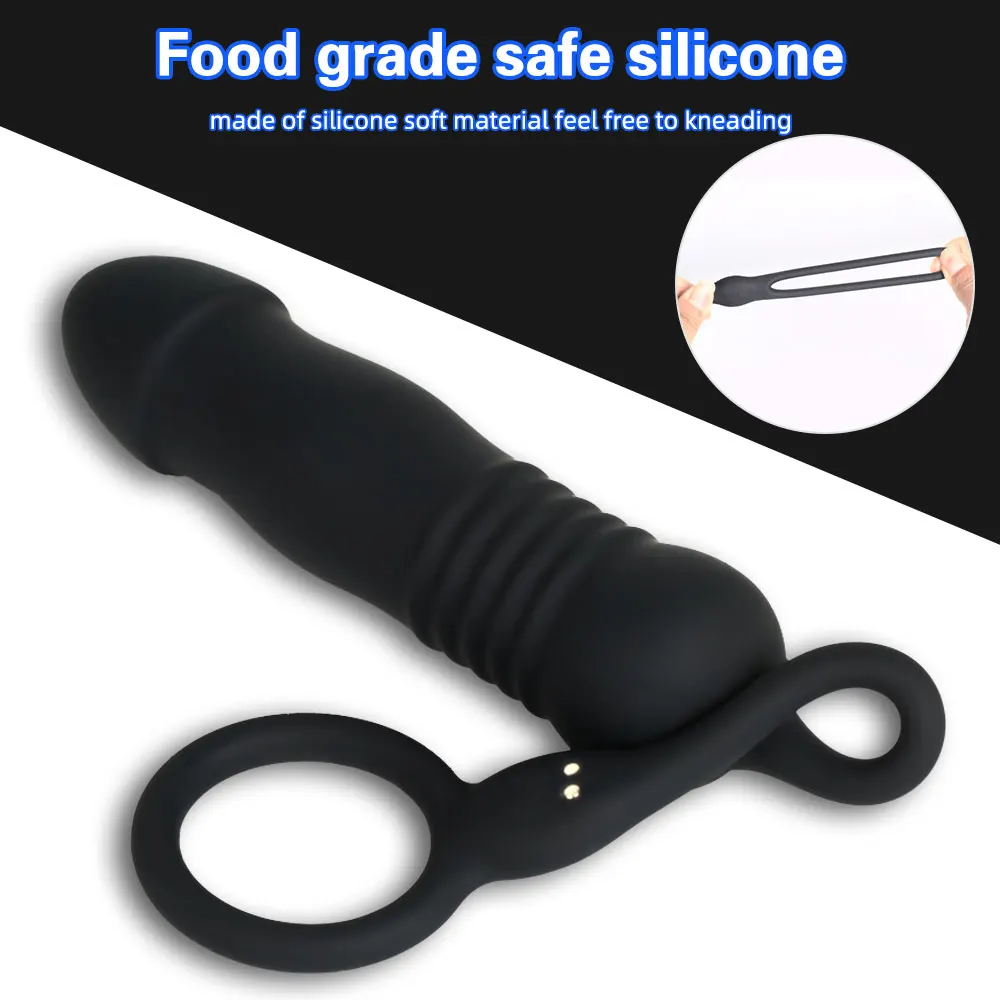 Remote Control Thrusting Anal Butt Plug - Cock Ring Delayed Ejaculation Prostate Massager