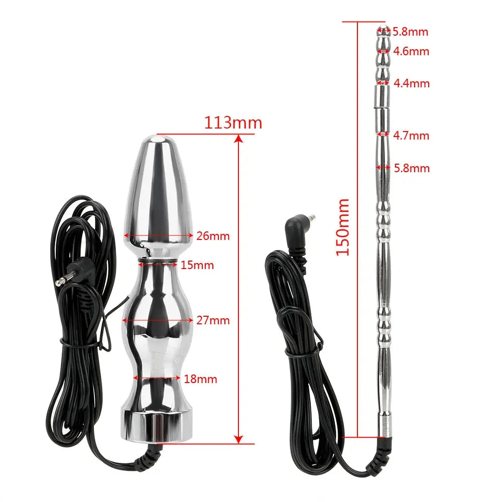 E-Stim Anal Plug Electrosex Prostate Massager - Electrode Pad Shocking G Spot Anal Stimulation