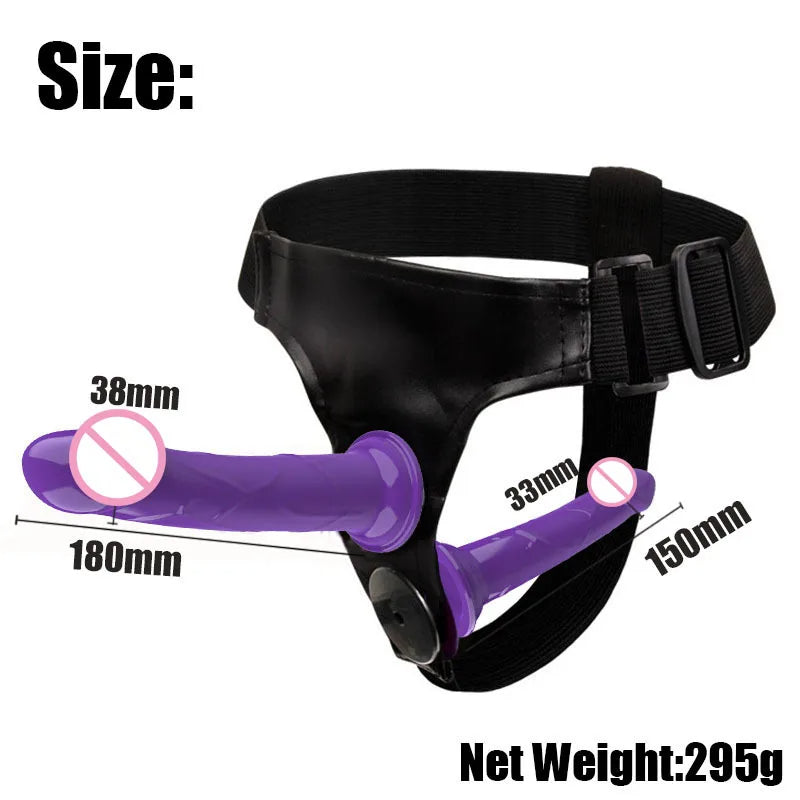 Lesbian Strap On Dildo - Harness Belt Strapon Double End Anal Dildo Sex Toys for Couple