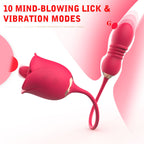 Double End Clit Stimulator Dildo Thrusting Female Sex Toy - Rose Toy Women Vibrator