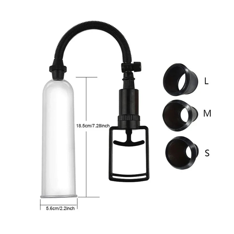 Manual Vacuum Penis Pump Male Enlarger Trainer - Delay Ejacuation Masturbation Cup for Men