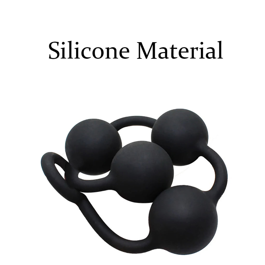 Big Anal Beads Butt Plug - Soft Silicone Black Dildo Sex Toys for Men Women