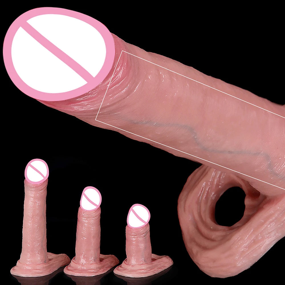 Silicone Cock Sleeve Penis Enlarger - Huge Realistic Condom Cockring Delay Ejaculation Sheath