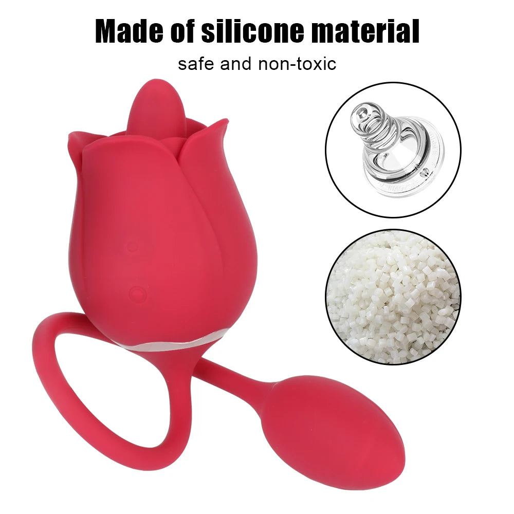 Rose Clit Clamp Panty Egg Vibrating Anal Orgasm - Dual End Clitoral Vibrator Sex Toys for Women