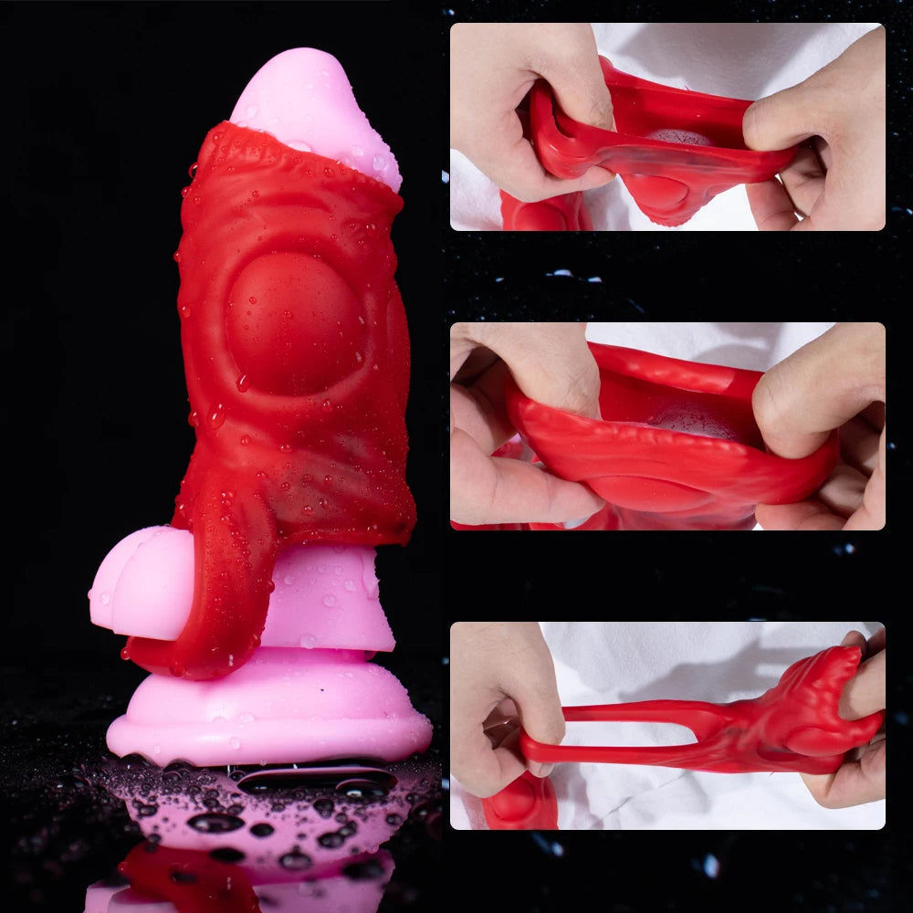 Monsterdildo Dragon Penis Sleeve Enlarger - Sillicone Fantasy Men Gay Pegging Sex Toys