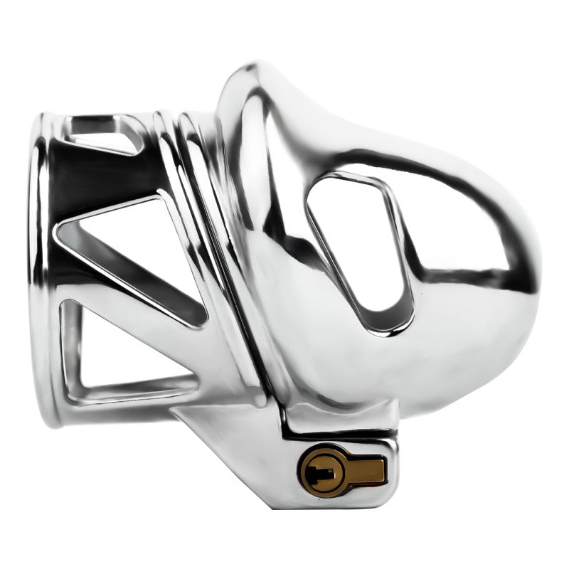 No Ball Ring Chastity Cage – Stainless Steel Lock, 9 Size Glans Fit, Discreet Wear
