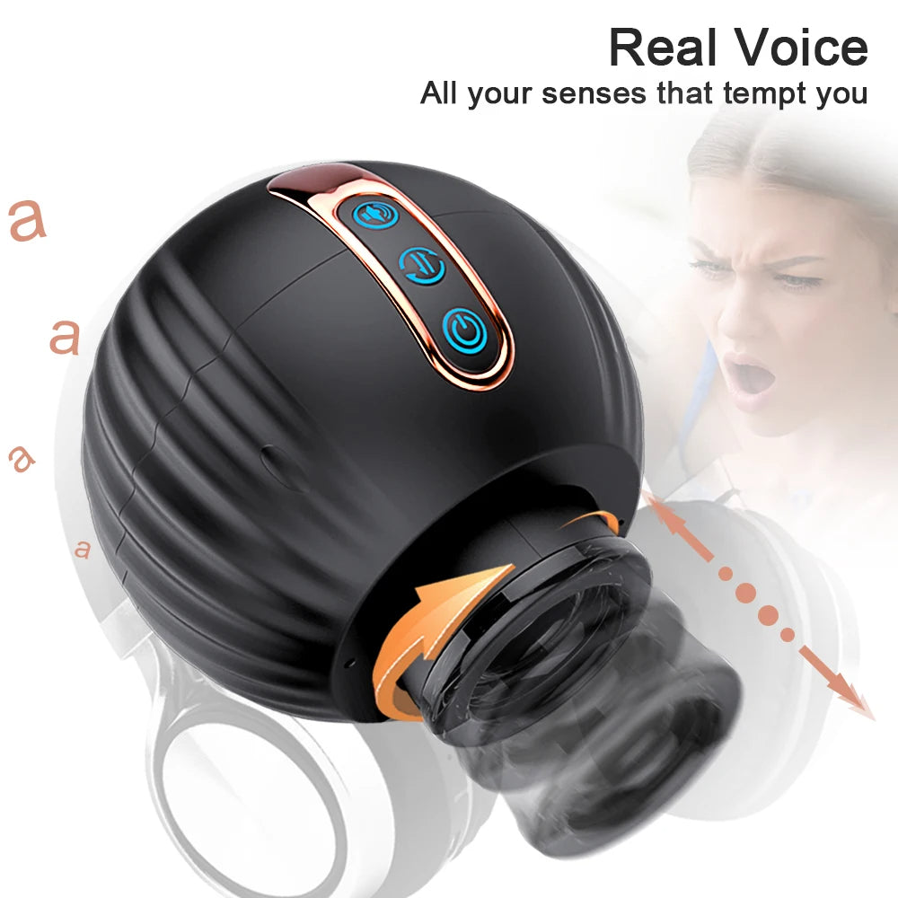 Blowjob Adult Stroker Male Masturbator - Rotation Oral Electric Pocket Pussy Thrusting Sex Toy for Men