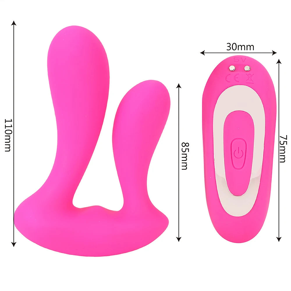 Remote Control Double Dildo Vibrator- Vibrating Butt Plug Panty Sex Toys