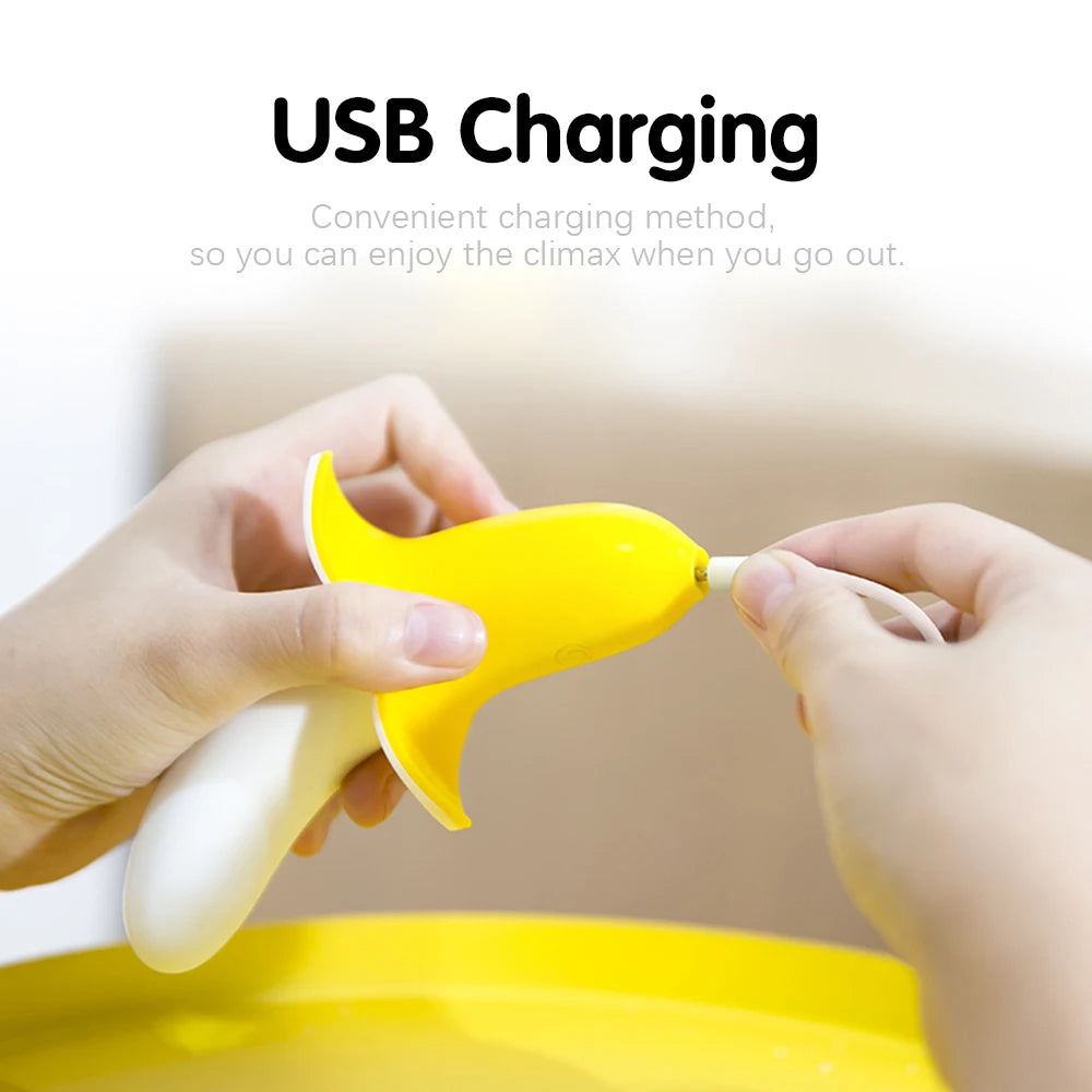 Banana Clit Clamp Tongue Vibrator - Nipple Massage G Spot Vibrating Dildo Women Gifts
