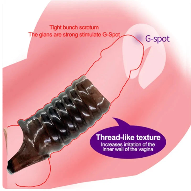 Stretchy Cock Sleeve Condom Male Extender Sex Toy - Penissleeve Delay Ejaculation Enlarger
