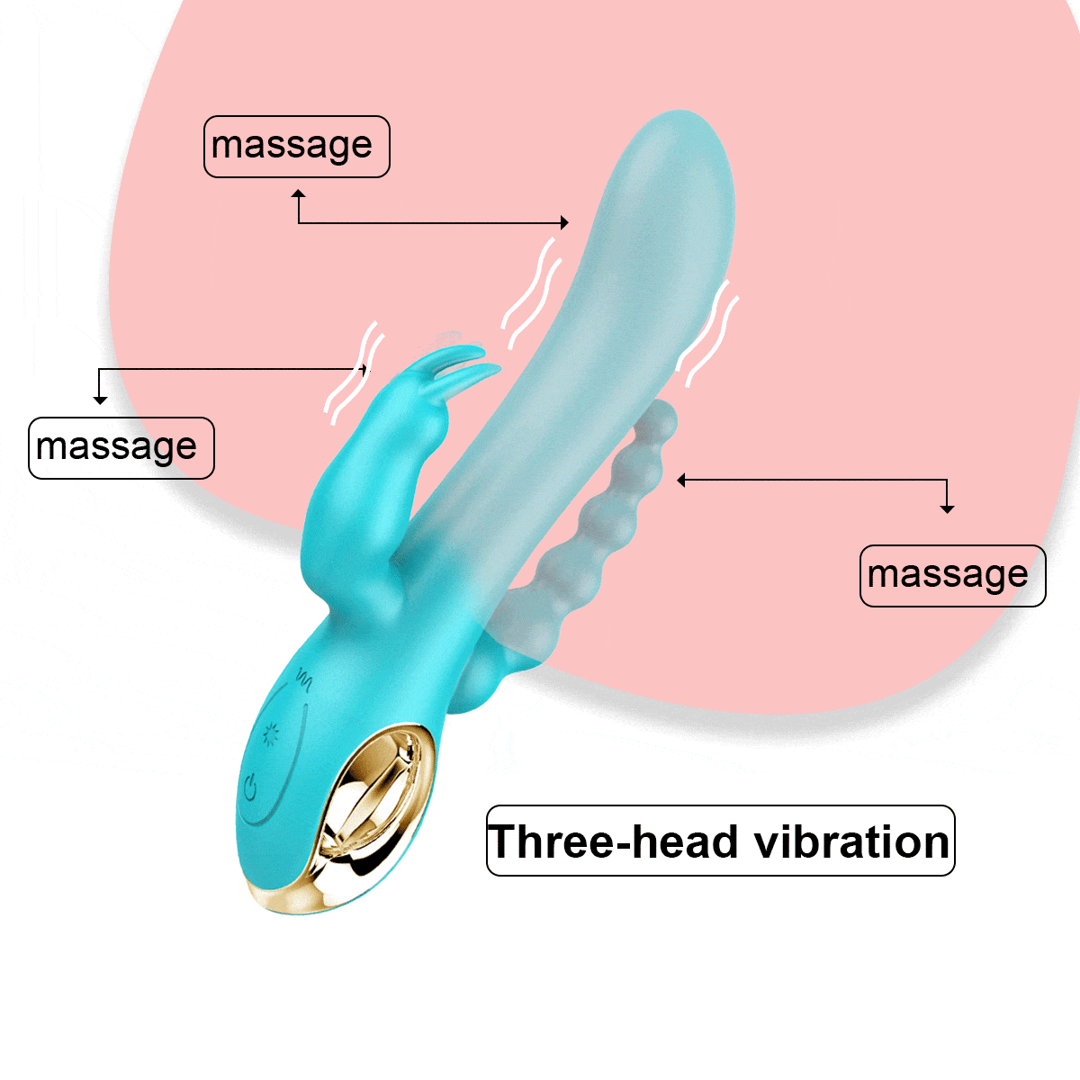 Domlust Three-Head Dragon Vibrator- G-spot Rabbit Beads Anus Stimulation 3-in-1 Female Sex Toys