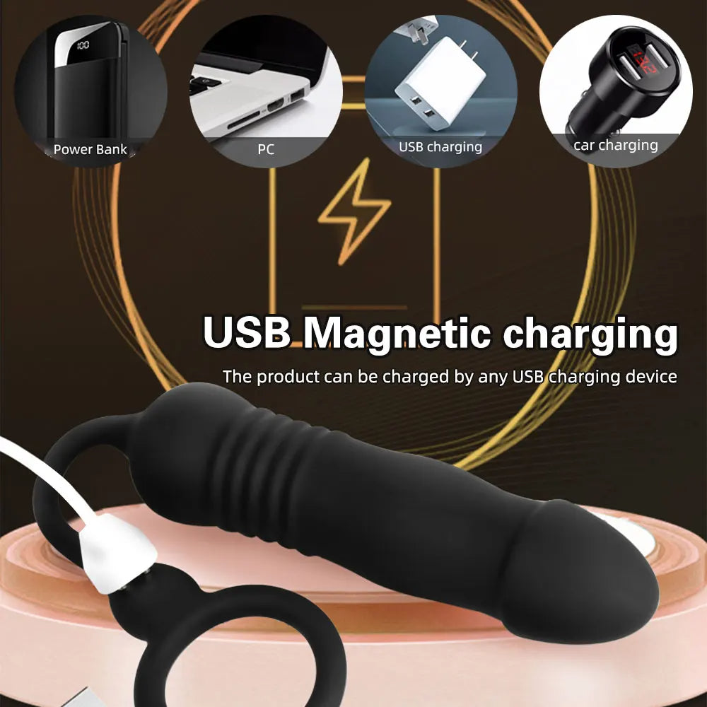 Remote Control Thrusting Anal Butt Plug - Cock Ring Delayed Ejaculation Prostate Massager