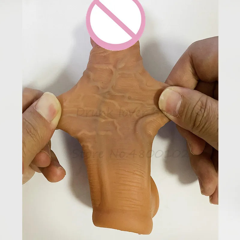 Realistic Cock Sleeve Male Enlarger - Lifelike Bareskin Penis Sheath Sex Toys for Men Gay
