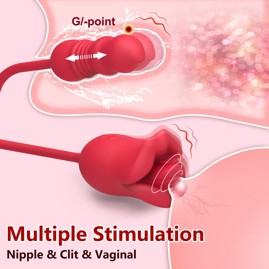 Double End Dildo Thrusting Clitoral Vibrator - G-spot Clit Stimulator Oral Sex Toys for Women Gift