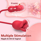 Double End Dildo Thrusting Clitoral Vibrator - G-spot Clit Stimulator Oral Sex Toys for Women Gift