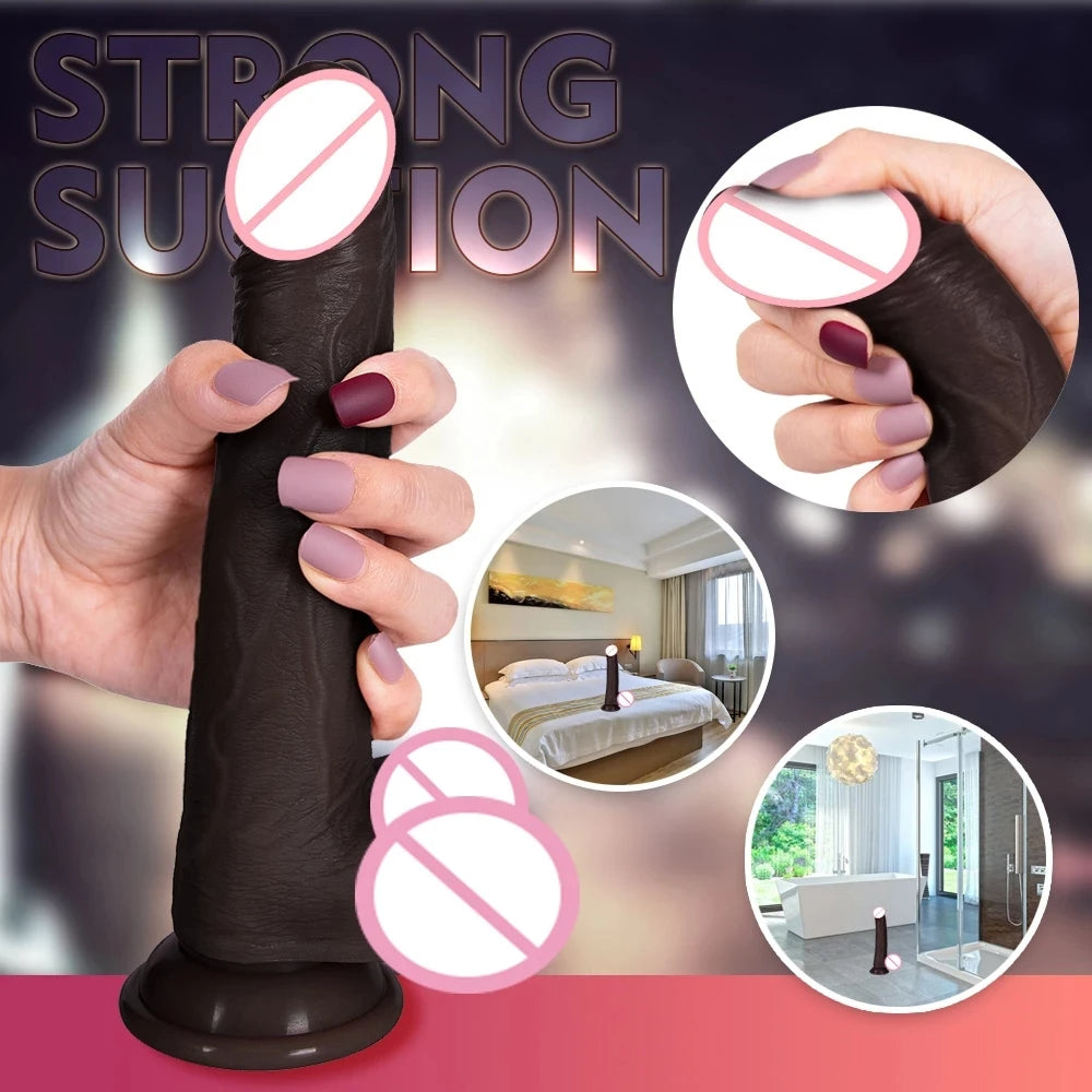 Strapless Strap On Thrusting Dildo - Remote Control 360° Rotating Realistic Dildos Suction Cup Hands-free Play