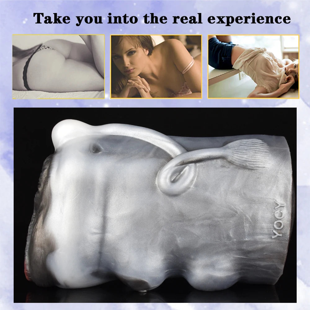 Cow Pocket Pussy — Dual-Channel Fetish Masturbator | Premium Platinum Silicone